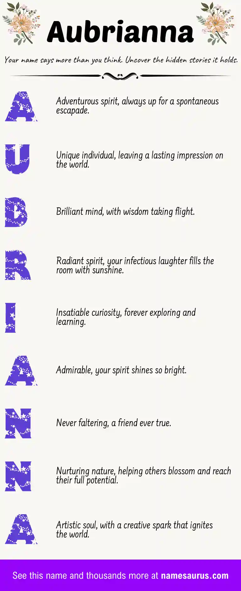 Acrostic poem about Aubrianna.