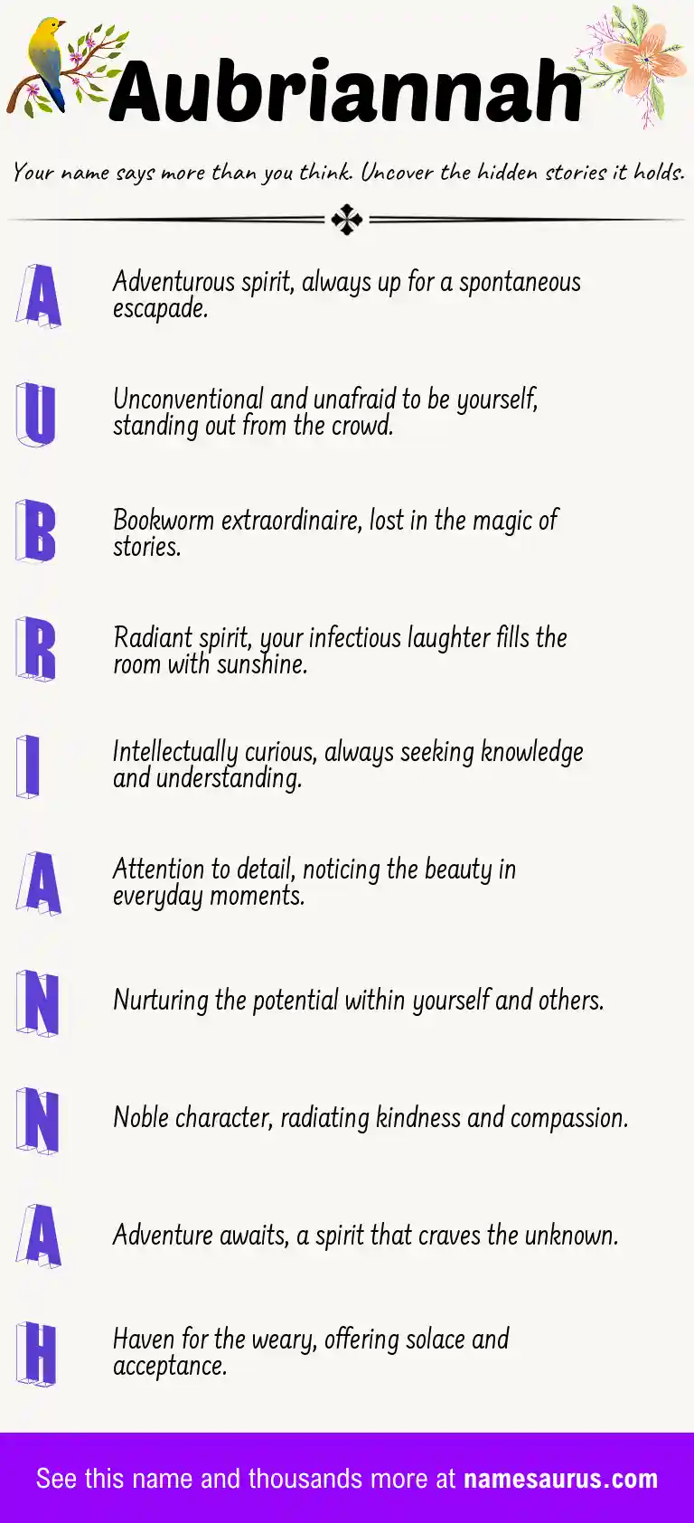 Acrostic poem about Aubriannah.