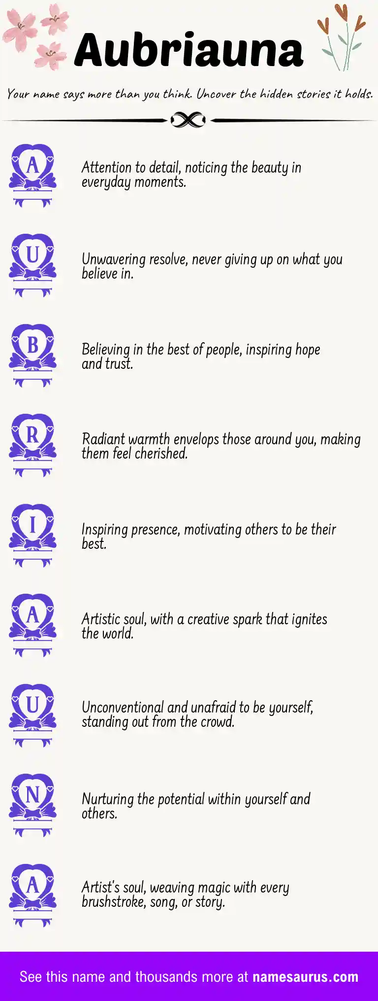 Acrostic poem about Aubriauna.