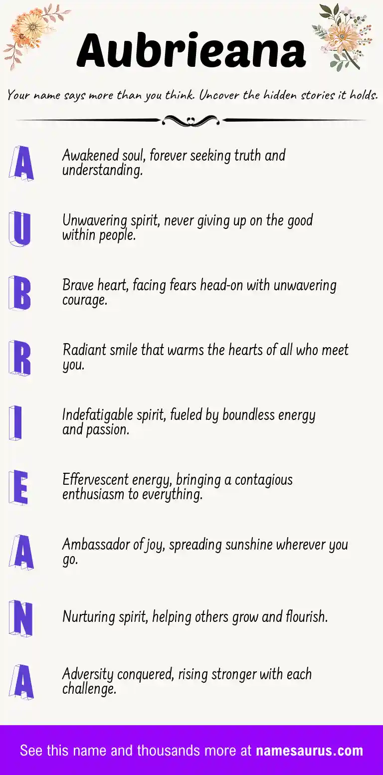 Acrostic poem about Aubrieana.
