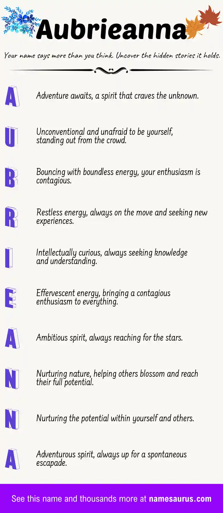 Acrostic poem about Aubrieanna.