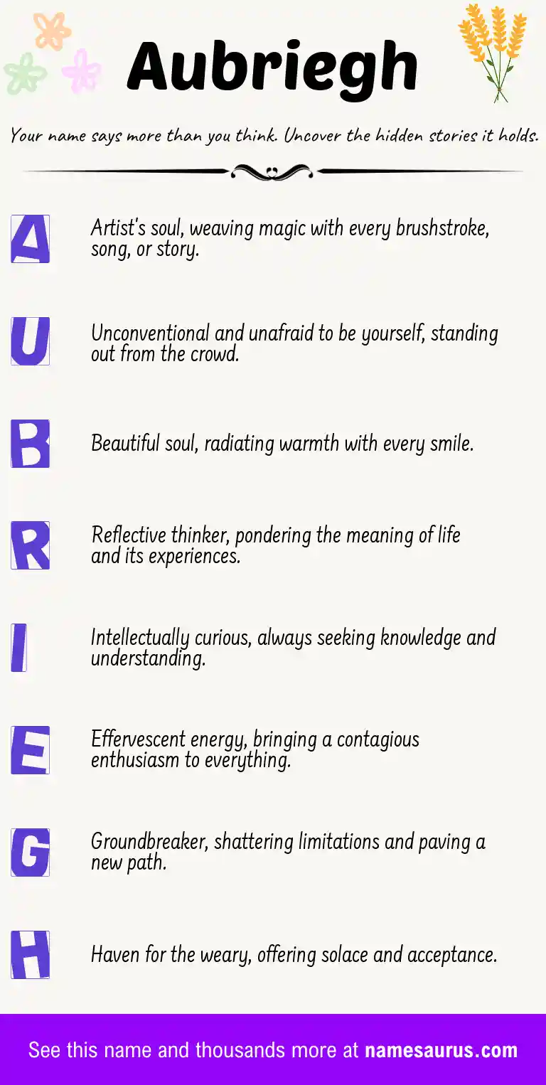 Acrostic poem about Aubriegh.