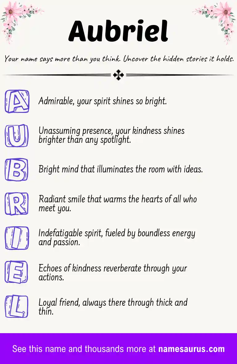 Acrostic poem about Aubriel.