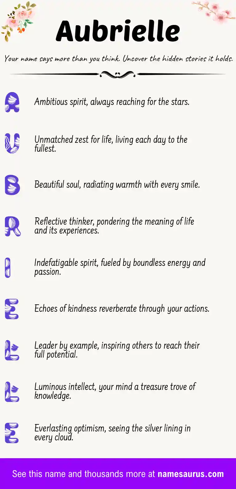 Acrostic poem about Aubrielle.