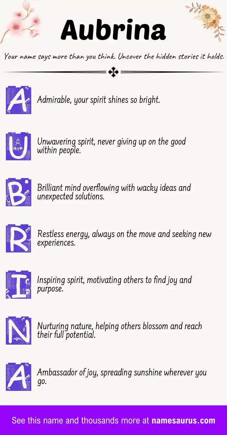 Acrostic poem about Aubrina.