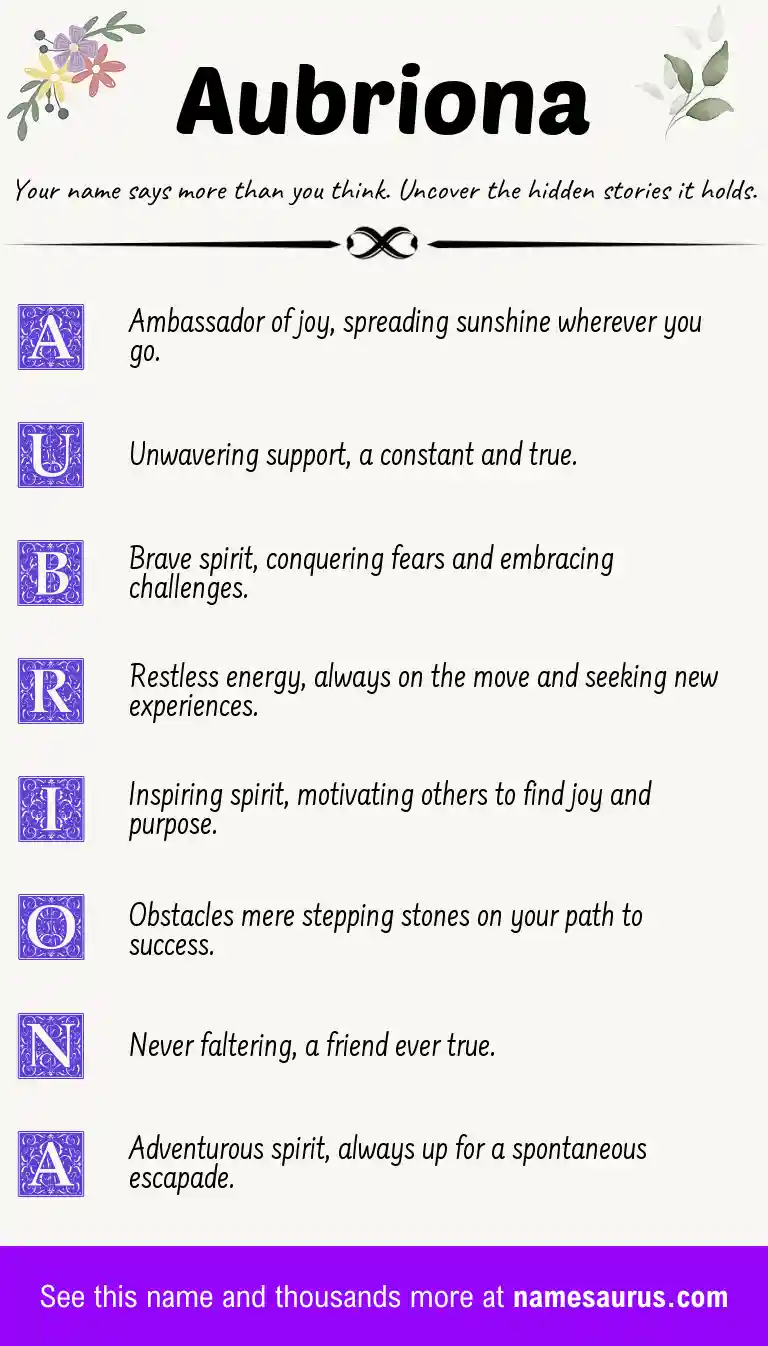 Acrostic poem about Aubriona.