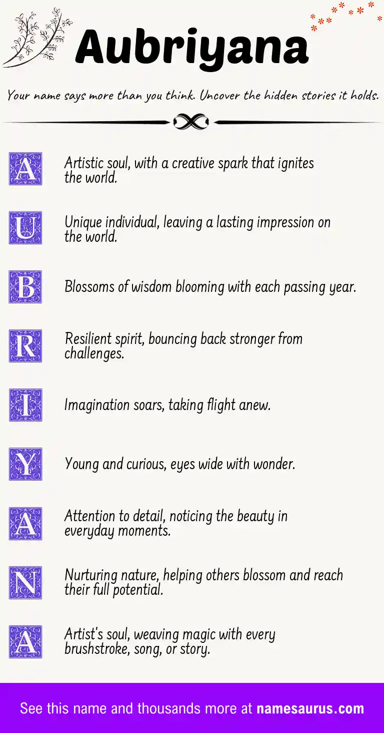Acrostic poem about Aubriyana.