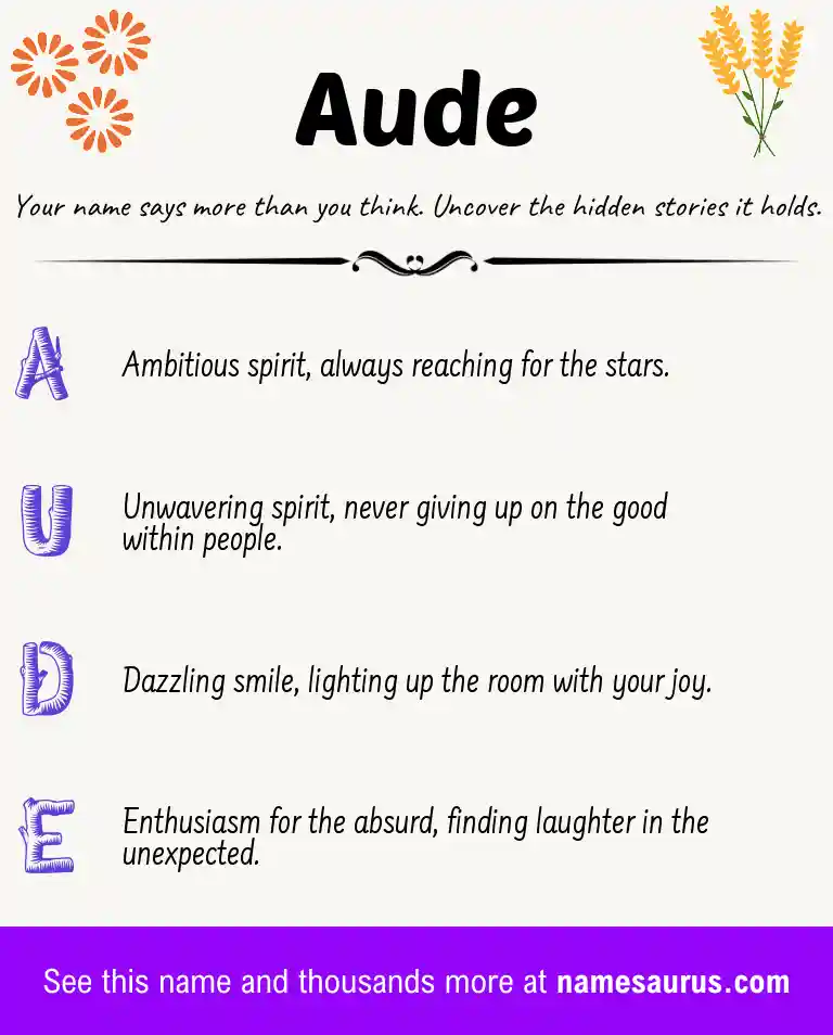 Acrostic poem about Aude.