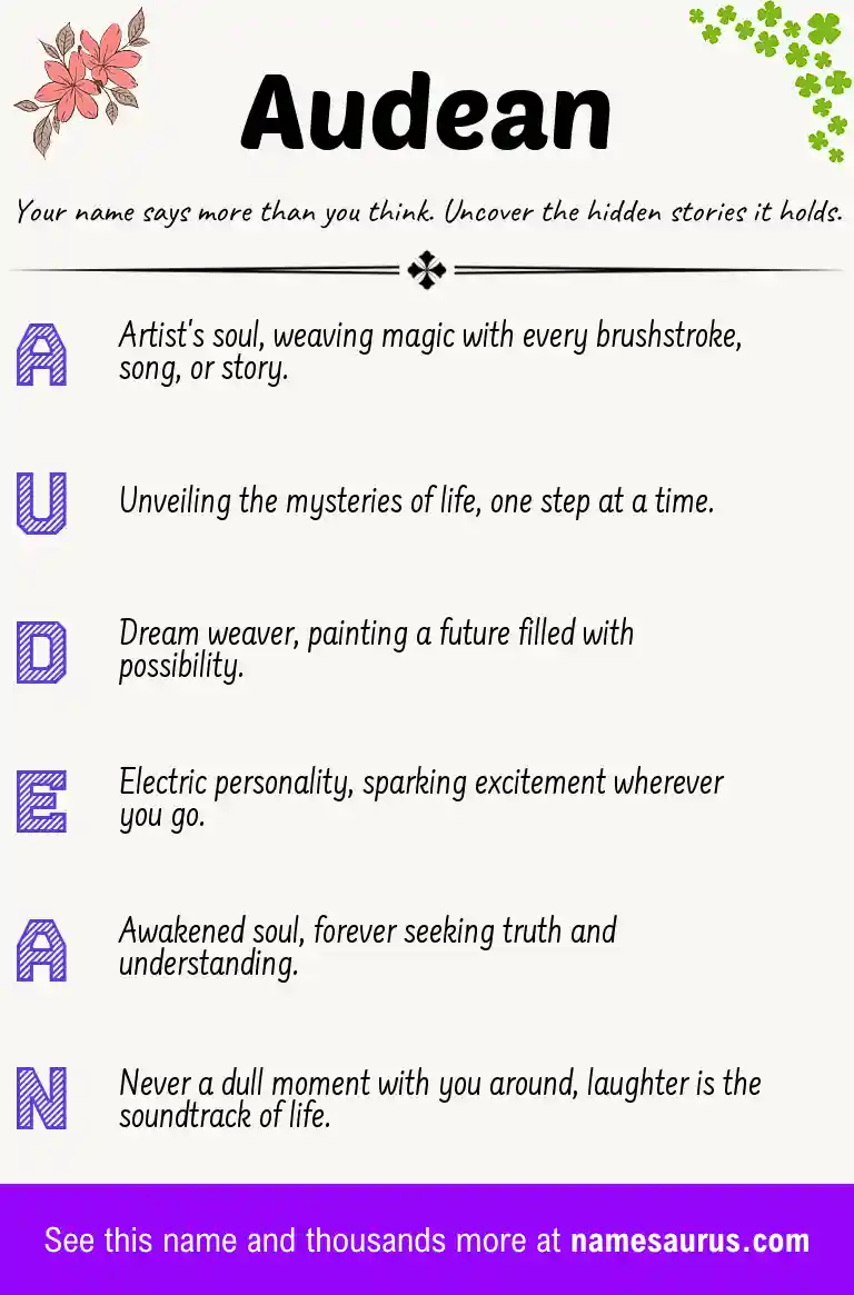 Acrostic poem about Audean.