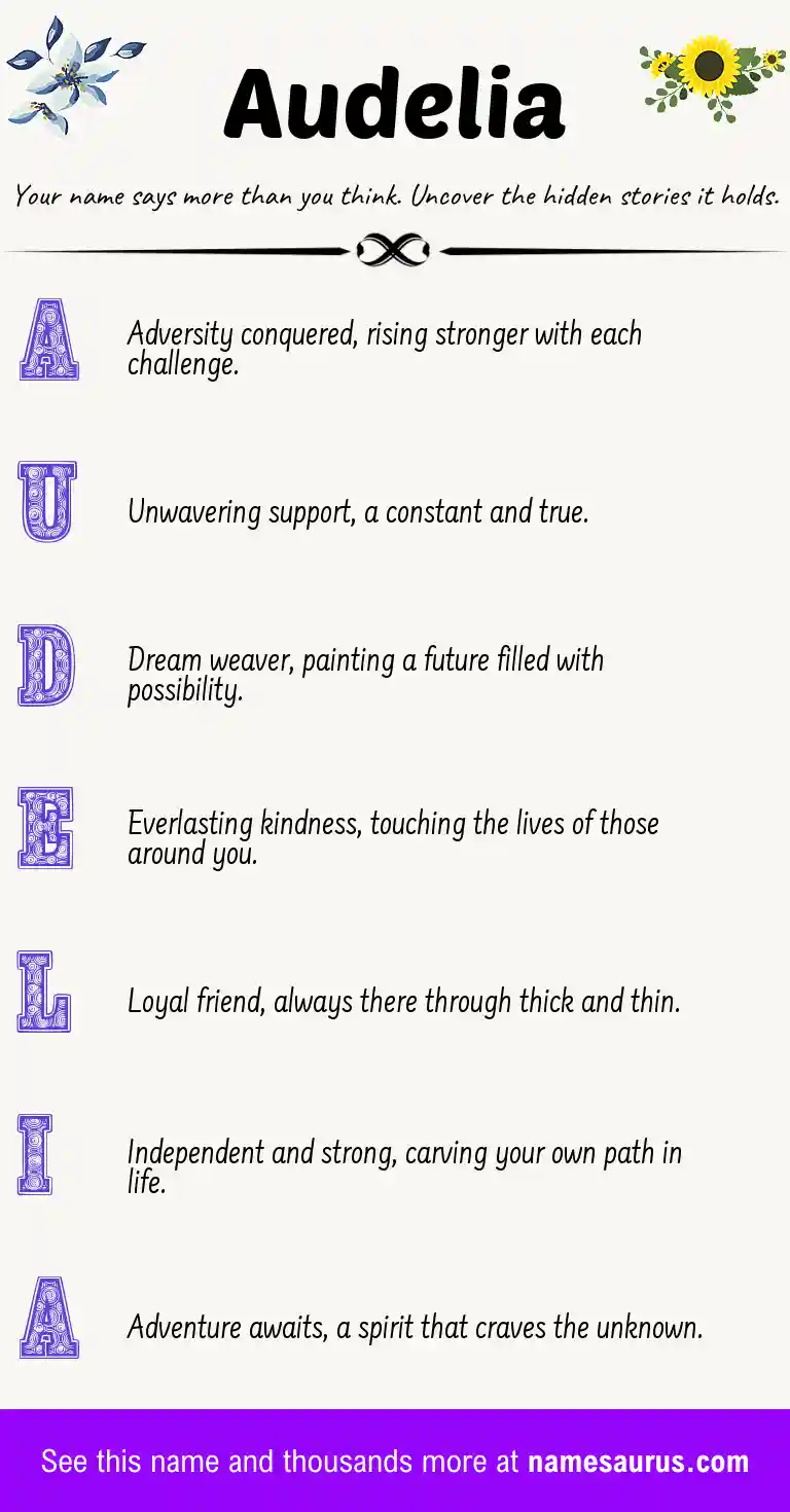 Acrostic poem about Audelia.