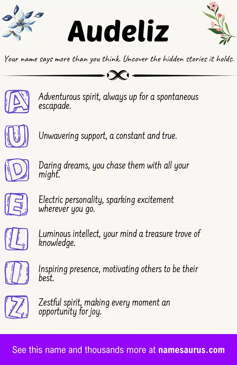 Acrostic poem about Audeliz.
