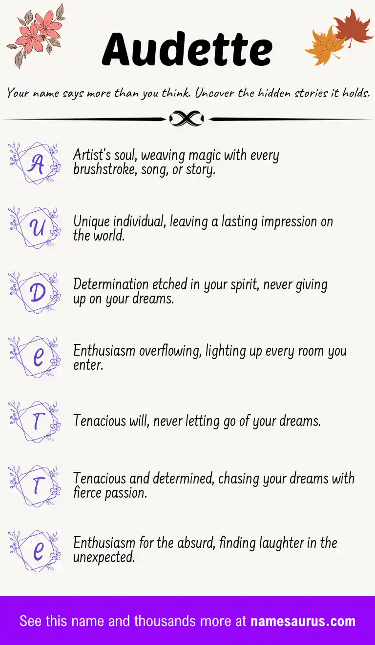 Acrostic poem about Audette.