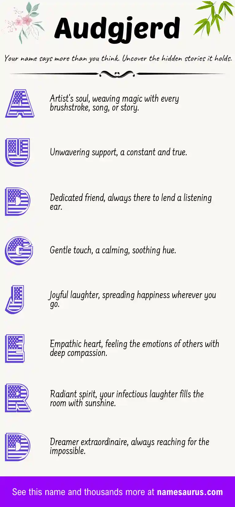 Acrostic poem about Audgjerd.