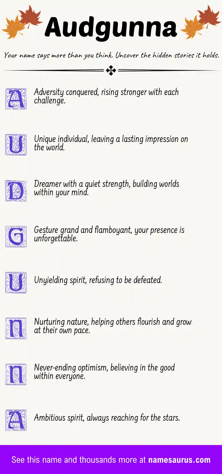 Acrostic poem about Audgunna.