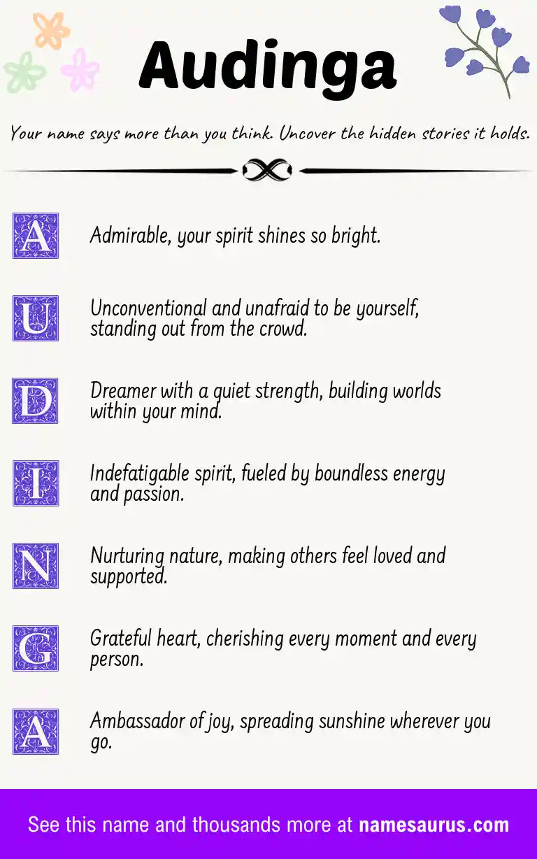 Acrostic poem about Audinga.