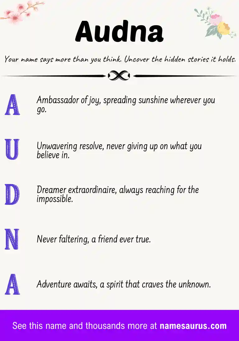 Acrostic poem about Audna.