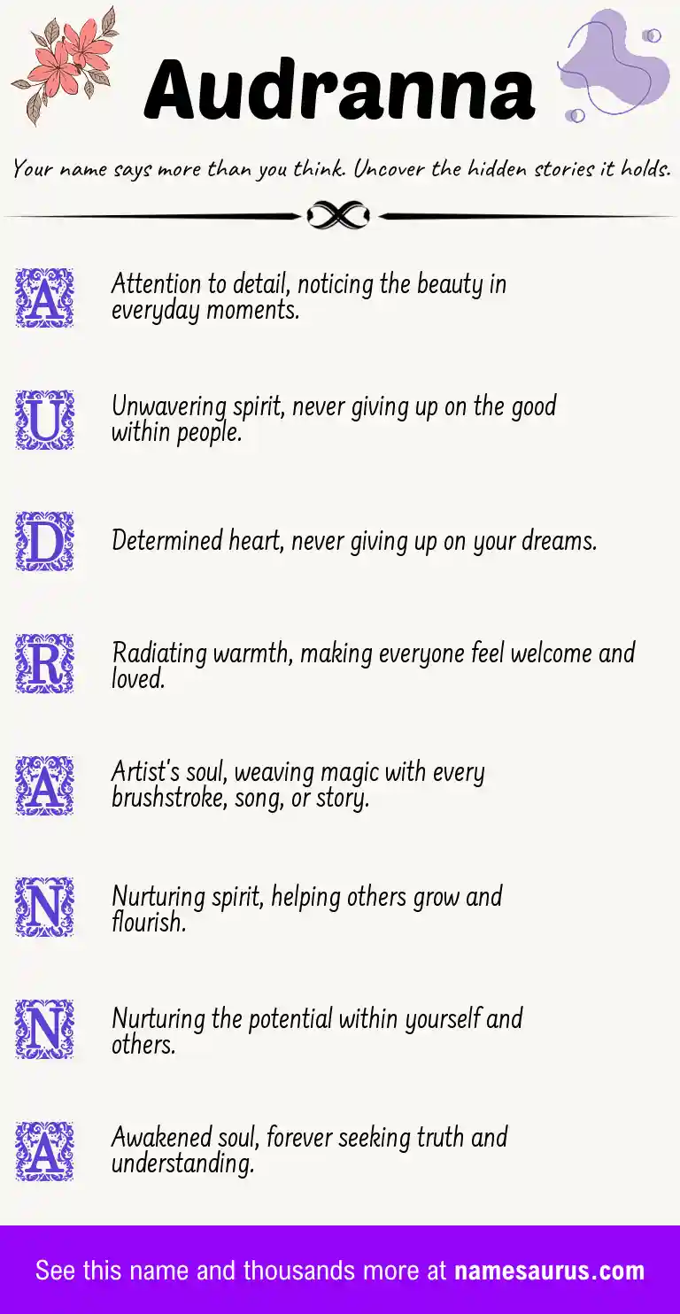 Acrostic poem about Audranna.
