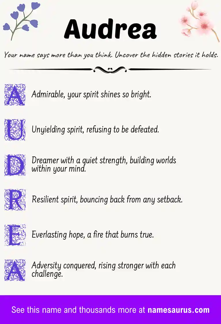 Acrostic poem about Audrea.