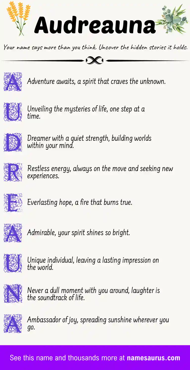 Acrostic poem about Audreauna.