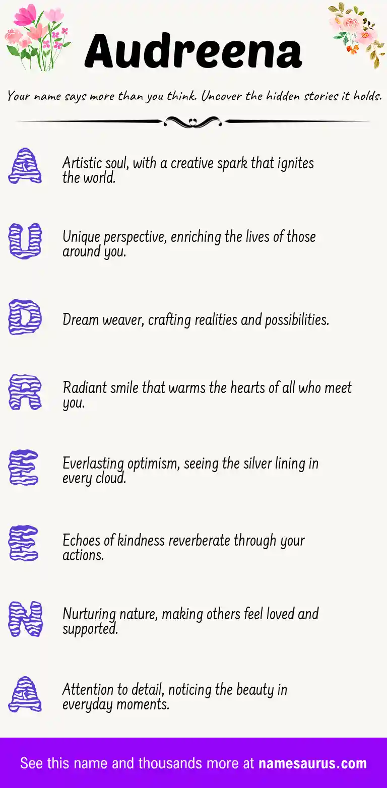 Acrostic poem about Audreena.