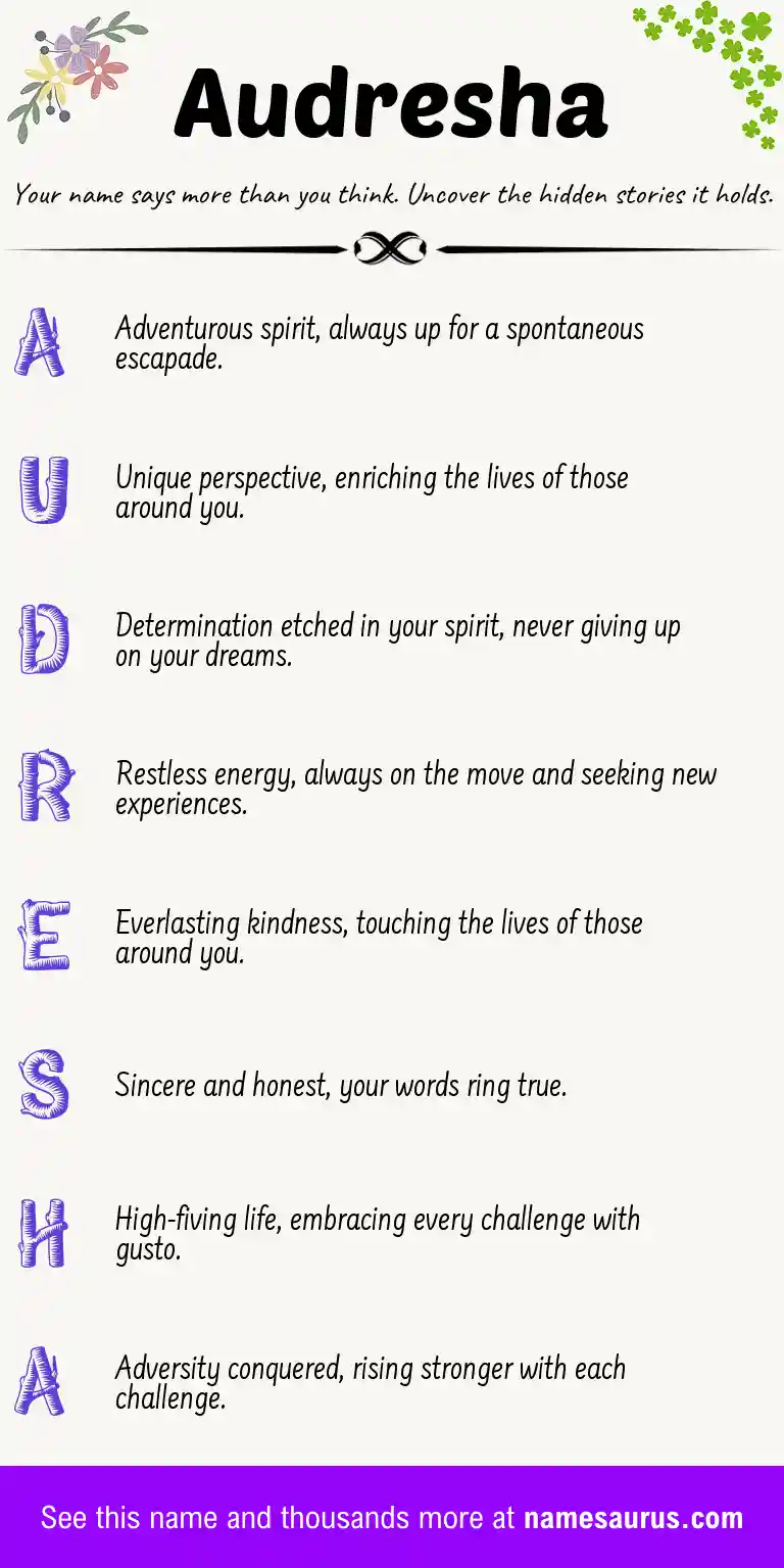 Acrostic poem about Audresha.