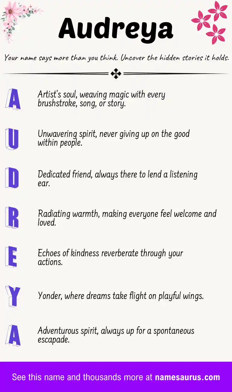 Acrostic poem about Audreya.