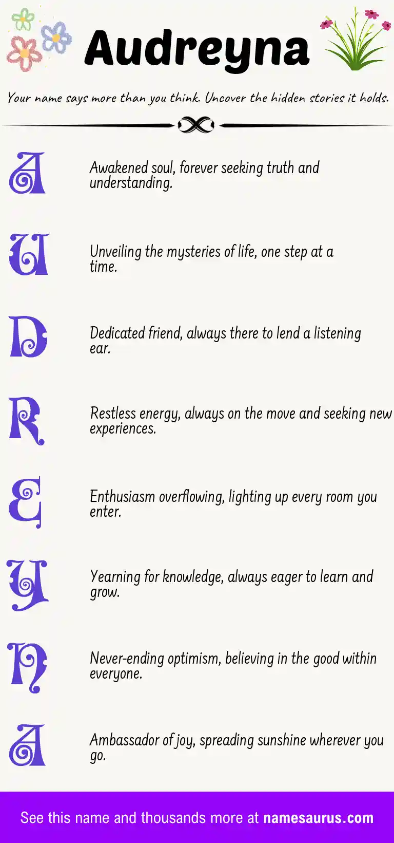 Acrostic poem about Audreyna.