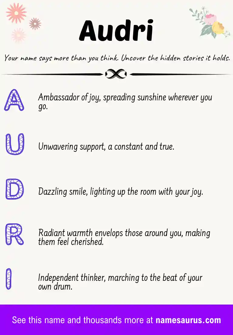 Acrostic poem about Audri.