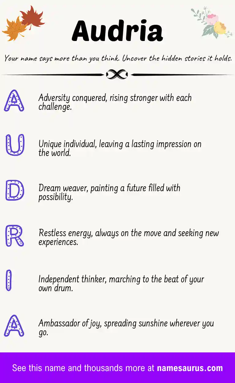 Acrostic poem about Audria.