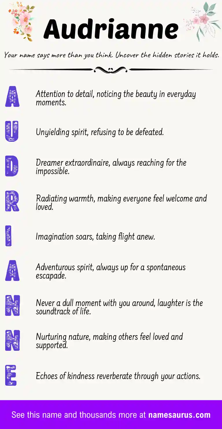 Acrostic poem about Audrianne.