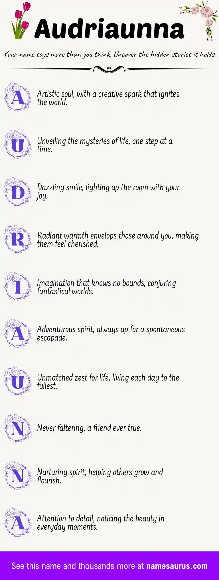 Acrostic poem about Audriaunna.