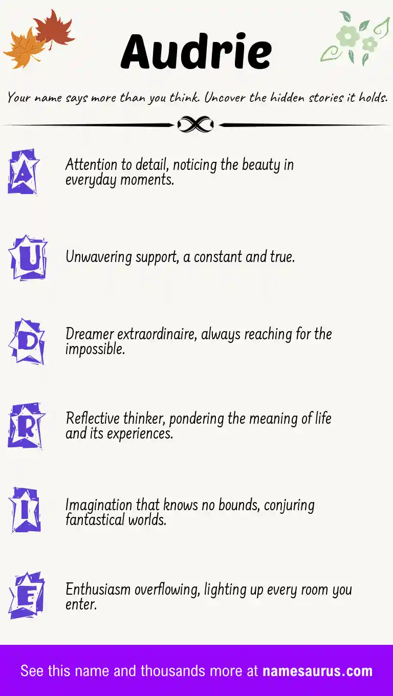 Acrostic poem about Audrie.