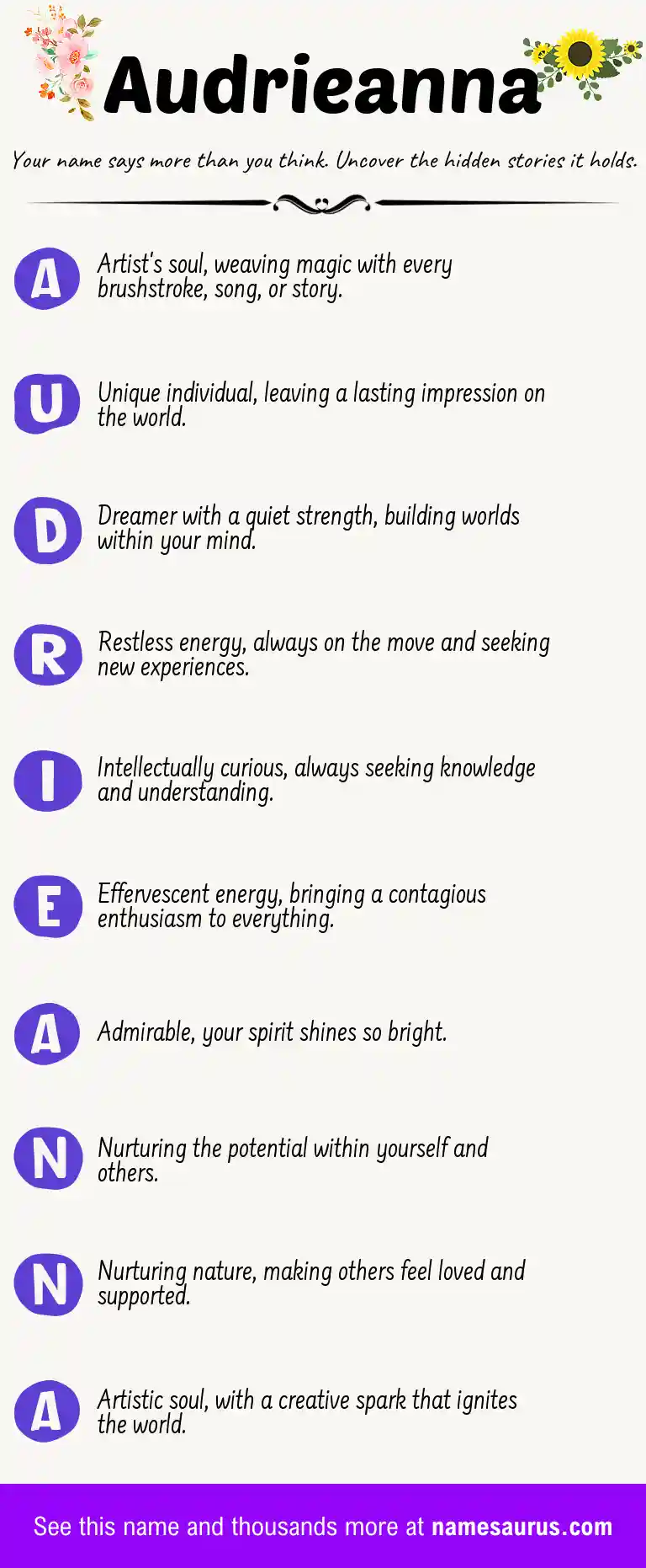 Acrostic poem about Audrieanna.