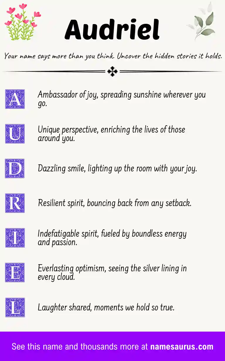 Acrostic poem about Audriel.