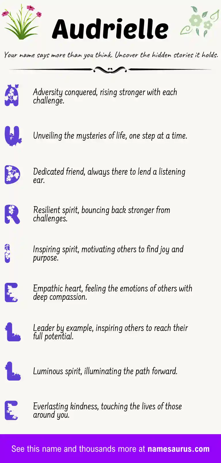 Acrostic poem about Audrielle.