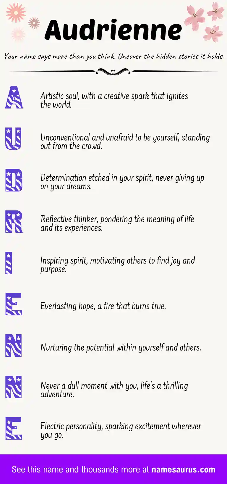 Acrostic poem about Audrienne.