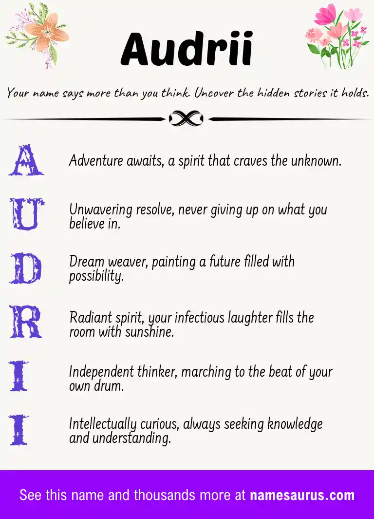 Acrostic poem about Audrii.