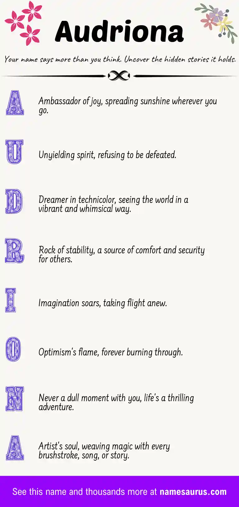 Acrostic poem about Audriona.