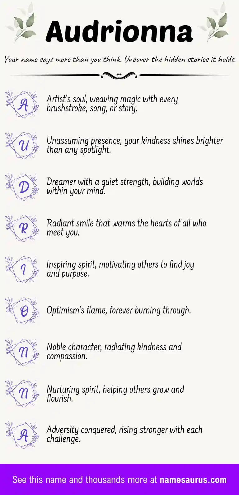 Acrostic poem about Audrionna.