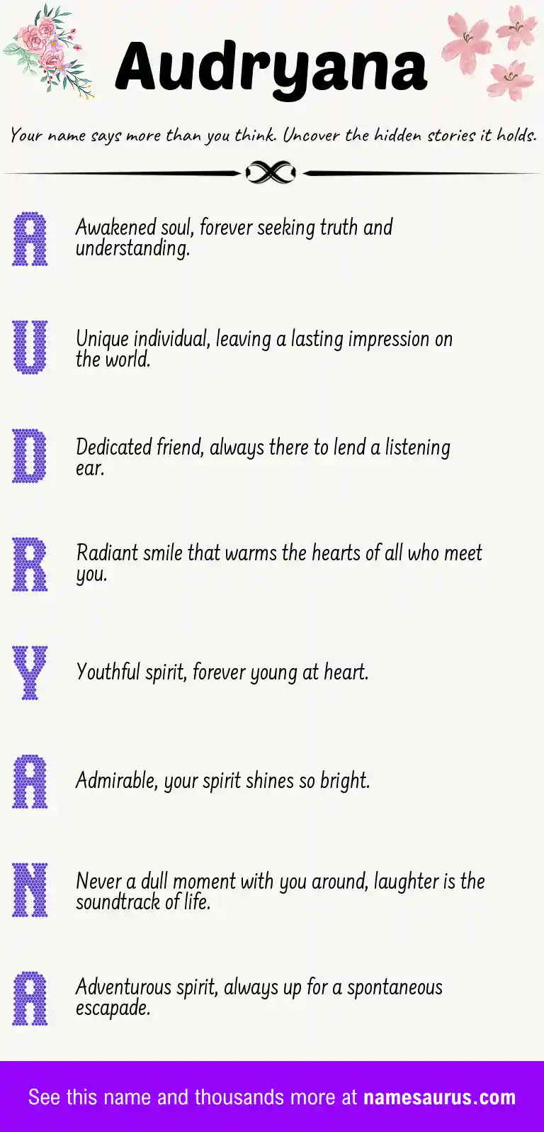 Acrostic poem about Audryana.