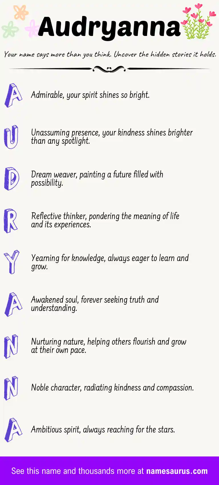 Acrostic poem about Audryanna.