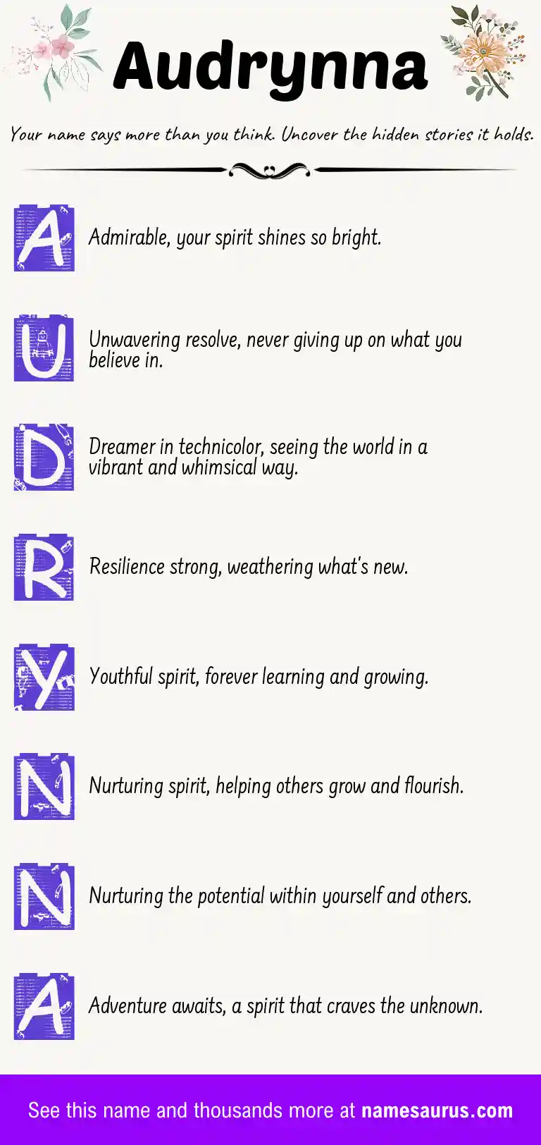 Acrostic poem about Audrynna.