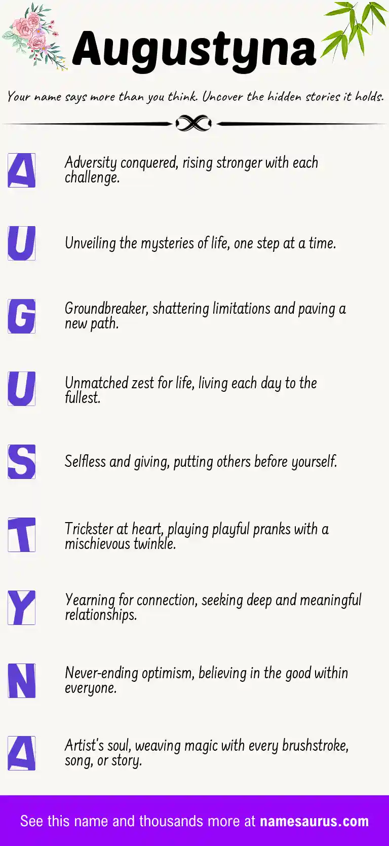 Acrostic poem about Augustyna.