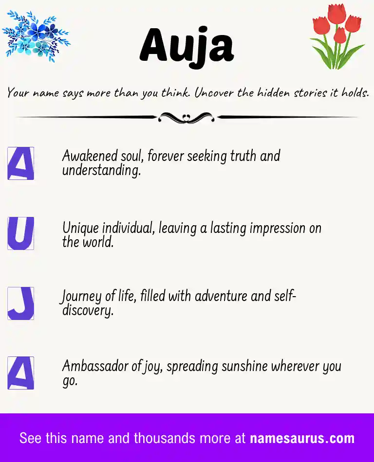 Acrostic poem about Auja.