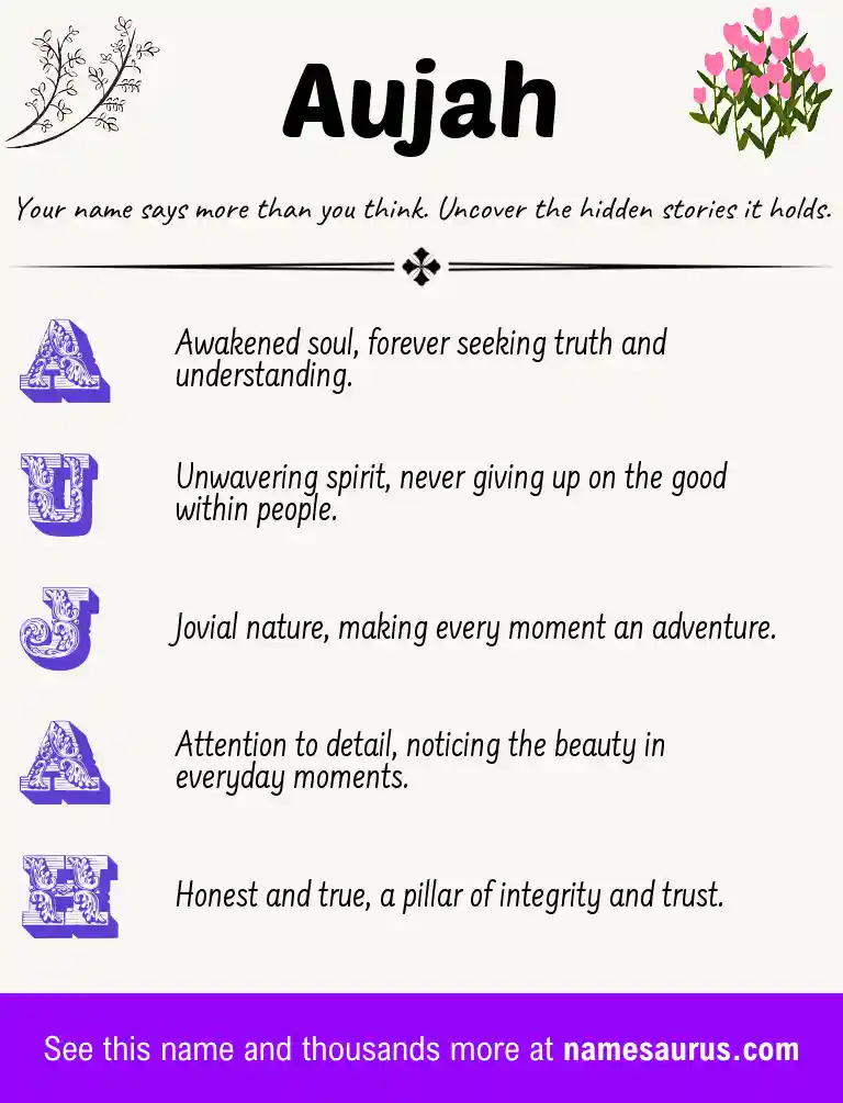 Acrostic poem about Aujah.