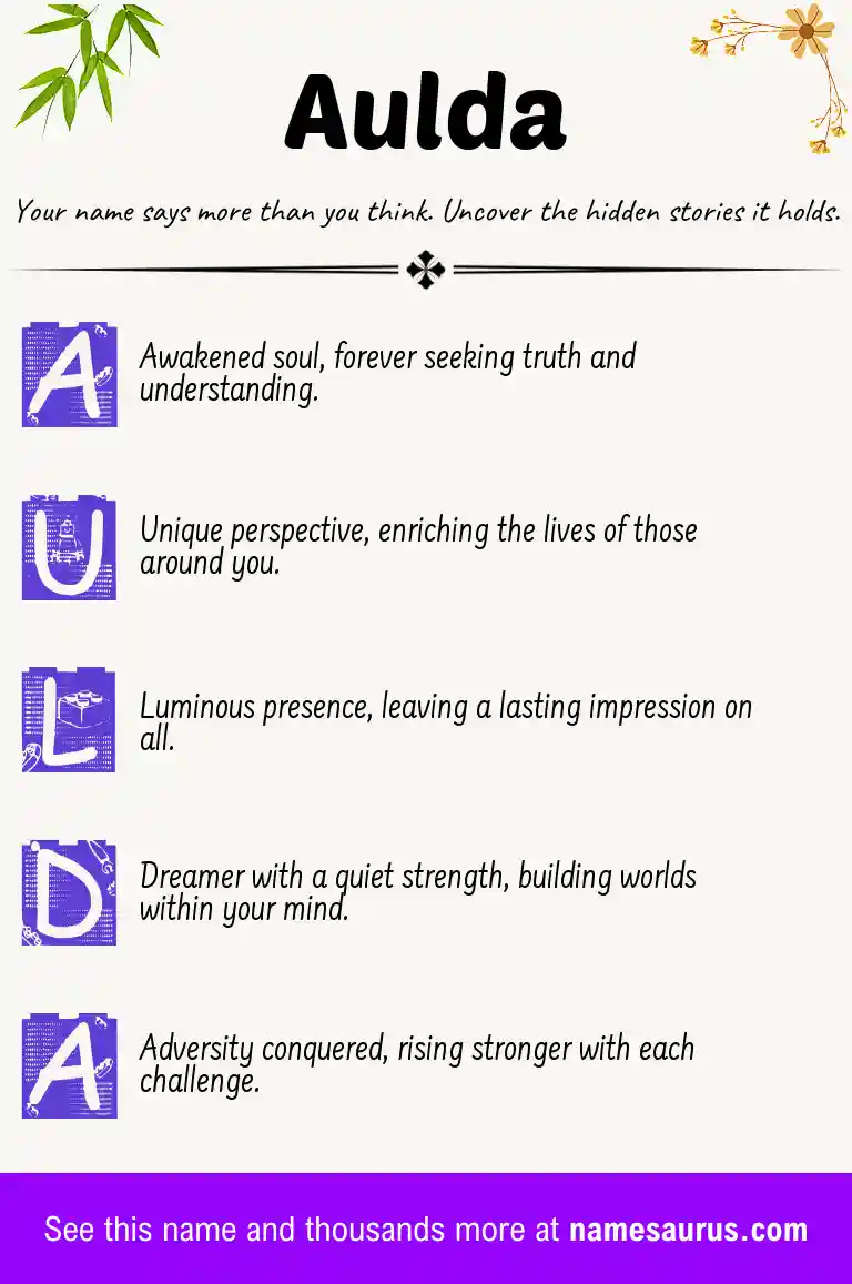 Acrostic poem about Aulda.