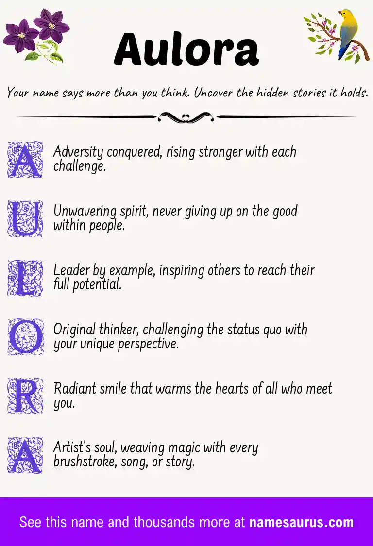 Acrostic poem about Aulora.