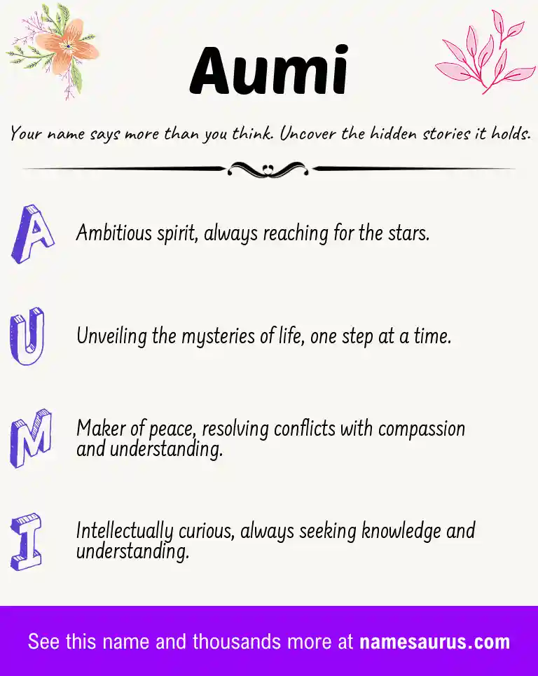Acrostic poem about Aumi.