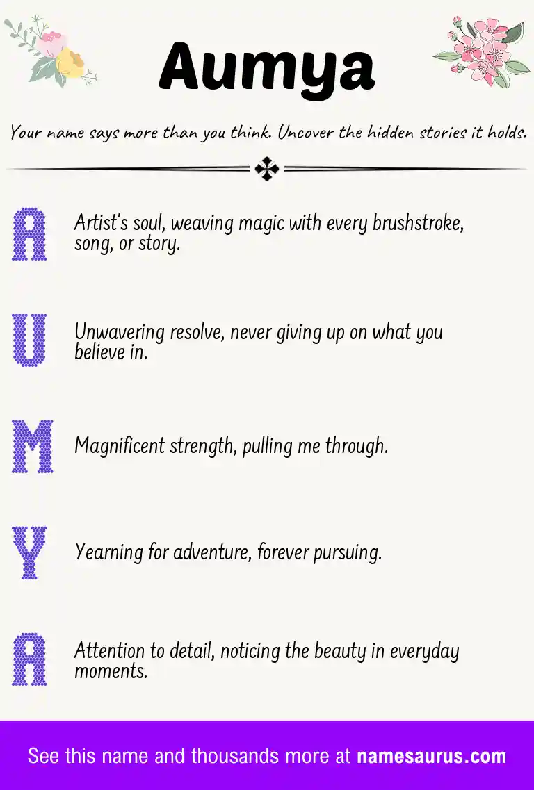 Acrostic poem about Aumya.