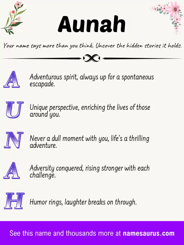 Acrostic poem about Aunah.